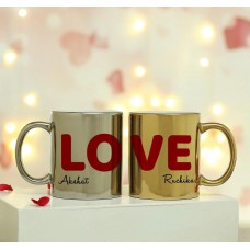 Personalised Golden Couple Mugs Set Of 2