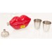Novelty Red Lips Stainless Steel Flask With 2 Shot glasses and Funnel  