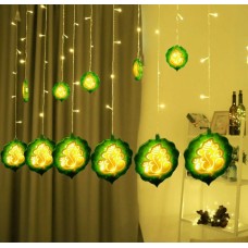 Paan Ganesh Curtain LED Diwali Curtain String Lights Window Curtain Led Lights for Decoration