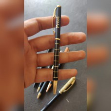 Personalised Metal Pen Golden Horizontal Stripes