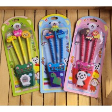 Pencil Set with Eraser on Top Set of 3 - Birthday Return Gifts