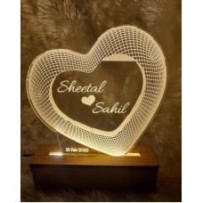 Personalised 3D Illusion LED Acrylic Heart Frame 12 Inches - Gift For Couple