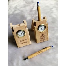 Personalised Clock Pen Stand With Pen - Gifts for Home Office