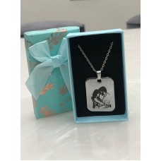 Personalised Metal Square Pendant - Valentine's Day Gift