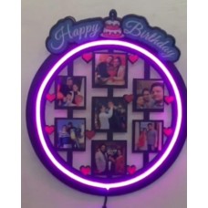 Personalised Neon Wooden Photo Frame - Birthday Anniversary Gifts