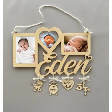 Personalised Newborn Baby Name Decor Wall Hanging - Birthday Gift