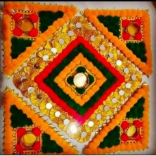 Pompom and Gota Rangoli Mat