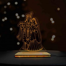 Radha Krishna Engraving LED Table Top Pooja - Home Office Decoration