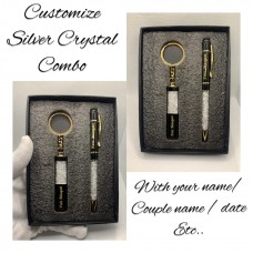 Customised Silver Crystal Pen Keychain Combo