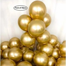 Solid Gold Chrome Large Balloon for Birthday Anniversary decoration Pack of 50 Balloon  (Gold, Pack of 50)