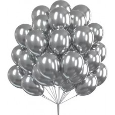 Solid Silver Metallic Large Balloon for Birthday Anniversary decoration Pack of 50 Balloon  (Silver, Pack of 50)