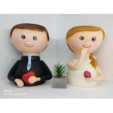 Sweet Boy and Girl Resin Planters Home Decor Set Of 2