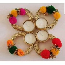 Tea Lights With Pompom Set of 4