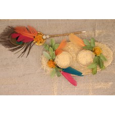 Tilak Plate and Feathered Stick