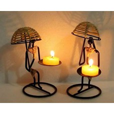 Umbrella Ladies Tea Light Candle Holders (set of 2)