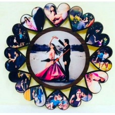 Flower Shaped With Center Picture Wall Clock