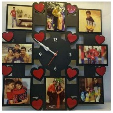 Dark Dial With Hearts Customised MDF Wall Clock