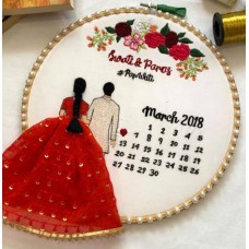 Personalised  Couple Wedding Hoop for Engagement with Calender Save the Date