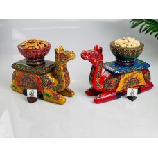 Wooden Camel with Bowl Fine Rajasthani Painted - Home Decor