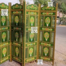 Wooden Indian Painted Screen, Room Divider, Partition Panel, Ethnic Traditional Indian Style, Handmade Hand-Painted 