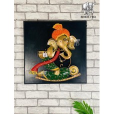 Wooden Musician Ganesha Wall Decor