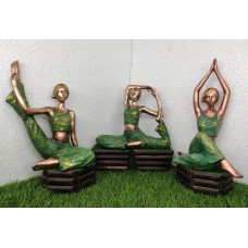 Resin Yoga Girls Statue Home Decor Set Of 3