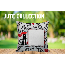 Jute Cushion Pillow Black And White Love 