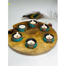 Wooden Round Tea Light holders Set of 6 pcs